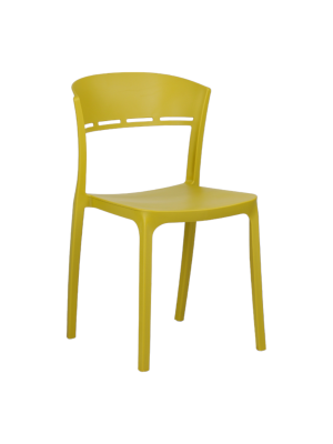 Sedia in Polipropilene in fibra di vetro colore Giallo Senape design impilabile modello Delta Totò Piccinni
