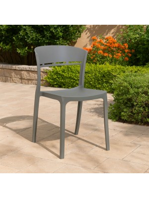 Vista ambientata Sedia in Polipropilene in fibra di vetro colore Grigio design impilabile modello Delta Totò Piccinni