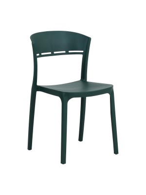 Sedia in Polipropilene in fibra di vetro colore Verde Scuro design impilabile modello Delta Totò Piccinni