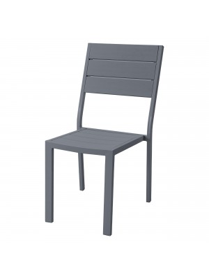 Sedia MESSICO senza Braccioli con struttura in metallo, seduta e schienale in polietilene effetto legno (Ardesia)
