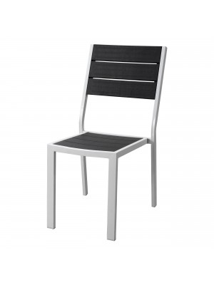 Sedia MESSICO senza Braccioli con struttura in metallo, seduta e schienale in polietilene effetto legno (Grafite)