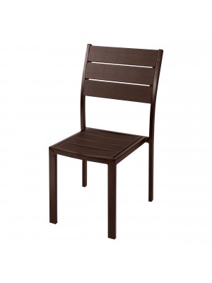 Sedia MESSICO senza Braccioli con struttura in metallo, seduta e schienale in polietilene effetto legno (Marrone)