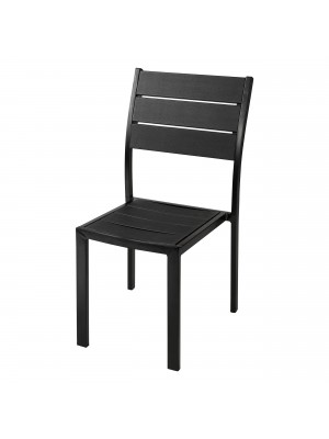 Sedia MESSICO senza Braccioli con struttura in metallo, seduta e schienale in polietilene effetto legno (Nero)