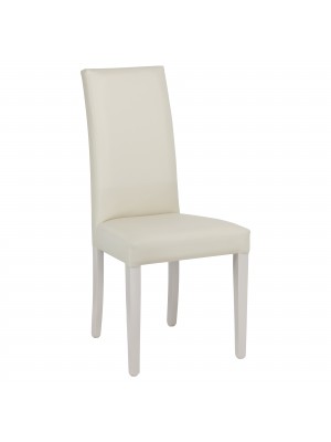Sedia imbottita in similpelle colore Beige con struttura e gambe in legno modello Denver Totò Piccinni