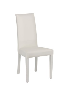 Sedia DENVER imbottita in simlpelle struttura e gambe in legno di faggio (Bianco)