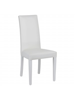 Sedia imbottita in similpelle colore Bianco con struttura e gambe in legno modello Denver Totò Piccinni