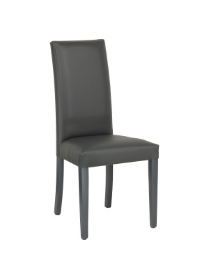 Sedia DENVER imbottita in simlpelle struttura e gambe in legno di faggio (Grigio)