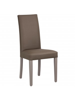 Sedia imbottita in similpelle colore Effetto nabuk Marrone con struttura e gambe in legno modello Denver Totò Piccinni