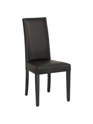 Sedia DENVER imbottita in simlpelle struttura e gambe in legno di faggio (Nero)