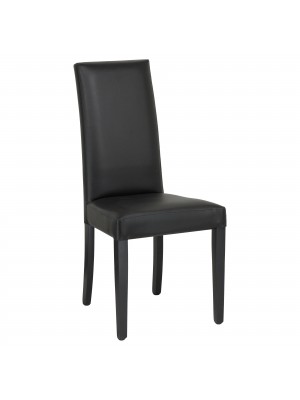 Sedia imbottita in similpelle colore Nero con struttura e gambe in legno modello Denver Totò Piccinni