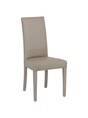 Sedia DENVER imbottita in simlpelle struttura e gambe in legno di faggio (Tortora)