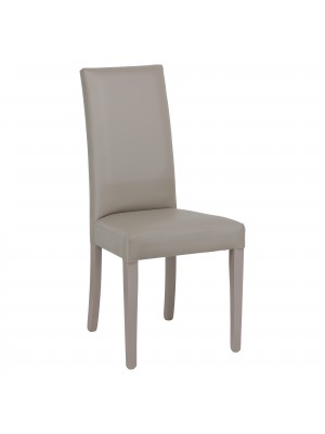 Sedia imbottita in similpelle colore Tortora con struttura e gambe in legno modello Denver Totò Piccinni