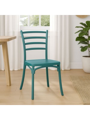 Vista ambientata Sedia in Polipropilene colore Petrolio design impilabile modello Borgo Totò Piccinni