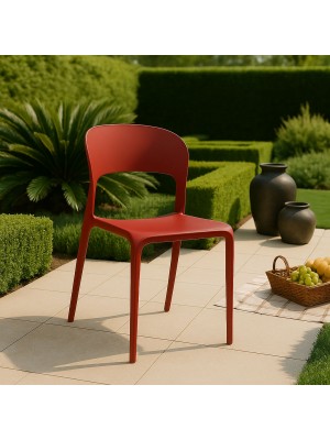 Vista ambientata  Sedia in Polipropilene colore Bordeaux design impilabile modello Omega Totò Piccinni