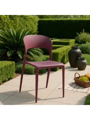 Vista ambientata Sedia in Polipropilene colore Viola design impilabile modello Omega Totò Piccinni