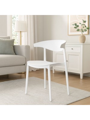 Vista ambientata Sedia in Polipropilene colore Bianco design impilabile resistente ai raggi UV modello Spider Totò Piccinni