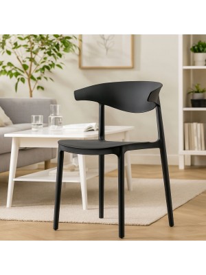 Sedia in Polipropilene colore Nero design impilabile resistente ai raggi UV modello Spider Totò Piccinni