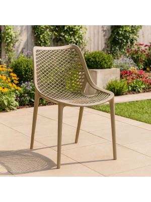 Vista ambientata Sedia in Polipropilene intrecciato colore Tortora modello Loren Totò Piccinni