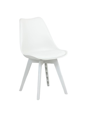 Sedia in Polipropilene colore Bianco con gambe in plastica e con cuscino modello Futura Totò Piccinni