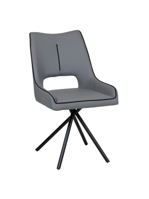 Sedia AURELIA design moderno imbottita in simil pelle con gambe incrociate in metallo (Grigio)