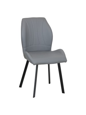 Sedia SVEVA design moderno imbottita in simil pelle con gambe in metallo (Grigio)