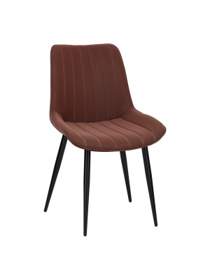 Sedia LIMA design moderno imbottita in simil pelle con gambe in metallo (Marrone)