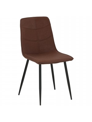 Sedia imbottita in similpelle colore Marrone con gambe in metallo modello Palma Totò Piccinni