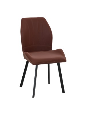 Sedia SVEVA design moderno imbottita in simil pelle con gambe in metallo (Marrone)