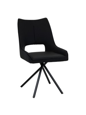 Sedia AURELIA design moderno imbottita in simil pelle con gambe incrociate in metallo (Nero)