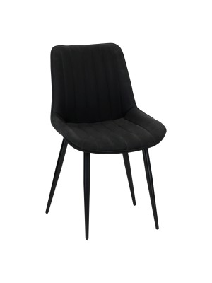 Sedia LIMA design moderno imbottita in simil pelle con gambe in metallo (Nero)