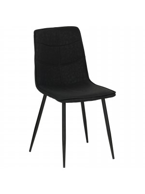 Sedia imbottita in similpelle colore Nero con gambe in metallo modello Palma Totò Piccinni