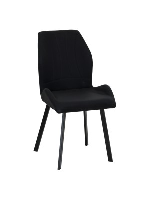 Sedia SVEVA design moderno imbottita in simil pelle con gambe in metallo (Nero)