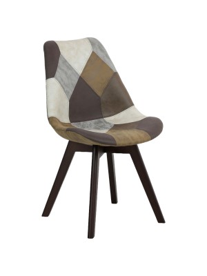 Sedia in Tessuto colore Patchwork Touch con gambe in legno modello Futura Totò Piccinni