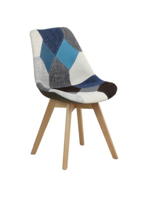 Sedia in Tessuto colore Patchwork Moon con gambe in legno modello Futura Totò Piccinni