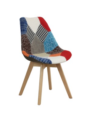 Sedia in Tessuto colore Patchwork Party con gambe in legno modello Futura Totò Piccinni