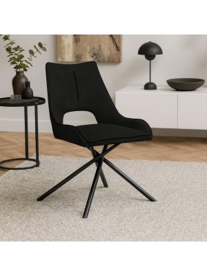 Vista ambientata Sedia in Similpelle imbottita colore Nero New con gambe in metallo modello Aurelia Totò Piccinni