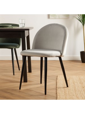 Vista ambientata Poltroncina in Velluto colore Grigio con gambe in metallo modello Olimpia Totò Piccinni