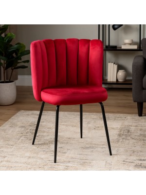 Vista ambientata Poltroncina in Velluto colore Bordeaux con gambe in metallo modello Imperiale Totò Piccinni