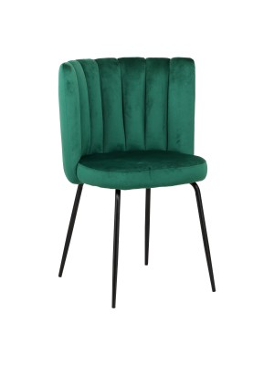 Poltroncina IMPERIALE in Velluto con gambe in metallo stile moderno (Verde Bottiglia)