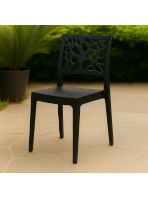 Vista ambientata Sedie In polipropilene colore Antracite design impilabili made in italy modello Teti Totò Piccinni