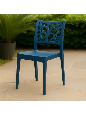 Vista ambientata Sedie In polipropilene colore Blu Petrolio design impilabili made in italy modello Teti Totò Piccinni
