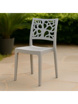 Vista ambientata Sedie In polipropilene colore Cemento design impilabili made in italy modello Teti Totò Piccinni