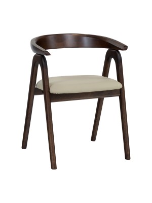 Sedia in Legno massello con seduta in similpelle colore Beige modello Elba Totò Piccinni