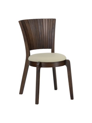 Sedia in Legno massello seduta in similpelle imbottita colore Beige modello Senna Totò Piccinni