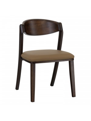 Sedia in Legno massello con seduta in similpelle colore Marrone modello Loira Totò Piccinni