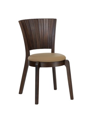 Sedia in Legno massello seduta in similpelle imbottita colore Marrone modello Senna Totò Piccinni
