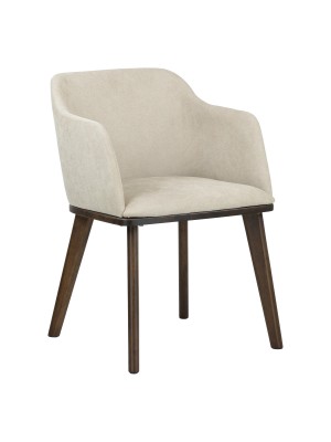 Poltroncina in tessuto imbottita colore Beige con gambe in legno modello Tevere Totò Piccinni