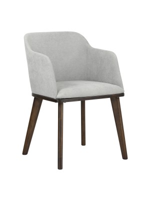 Poltroncina in tessuto imbottita colore Grigio con gambe in legno modello Tevere Totò Piccinni