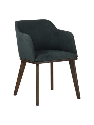 poltroncina in tessuto imbottita Nero con gambe in legno