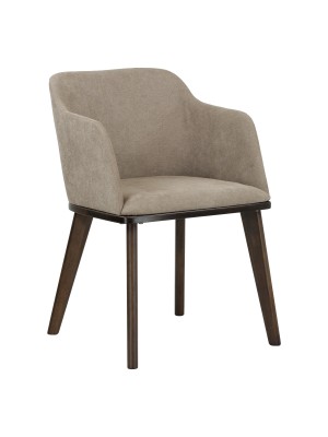 Poltroncina in tessuto imbottita colore Tortora con gambe in legno modello Tevere Totò Piccinni